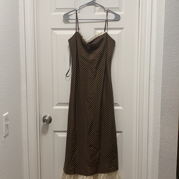 NWT ANTONIO MELANI x Courtney Grow Bond Gingham Print Flutter Hem Midi Dress - Picture 9 of 15